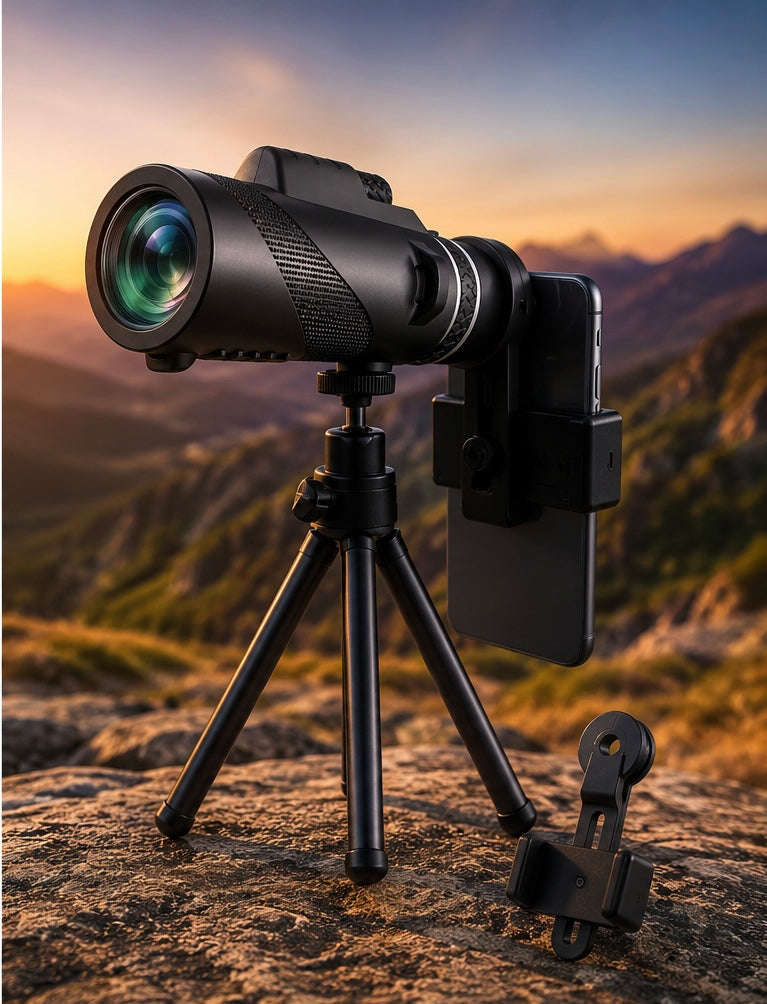 Télescope Monoculaire HD 80x100 – Longue Portée avec Trépied & Clip Smartphone