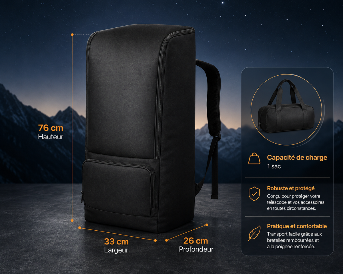 Étui de transport rigide pour télescope 76 cm